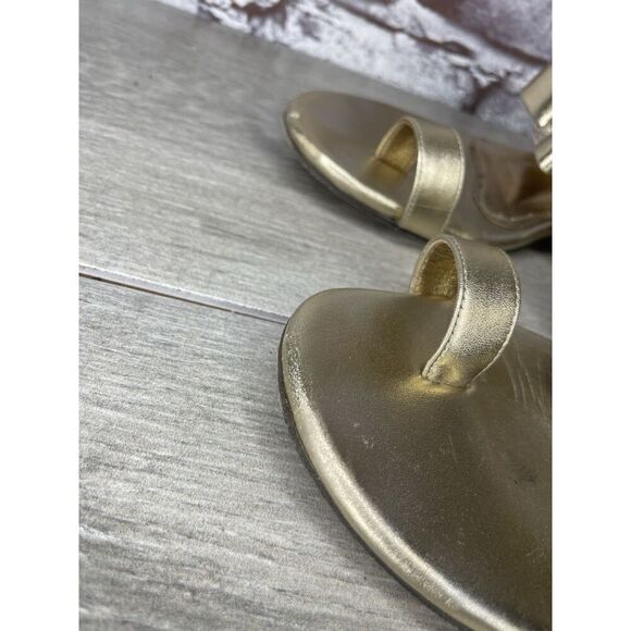 Salvatore Ferragamo Gold Leather Bow Slides Flat Sandals Women’s Sz 5.5M US/36EU - Picture 16 of 16